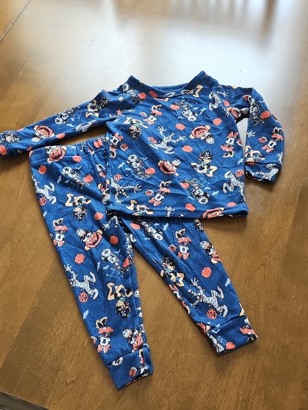 Disney Blue Halloween Pajama Set with Character Print